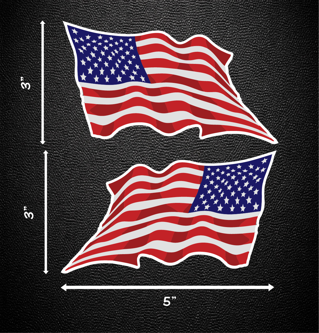 Waving American Flag LH & RH Stickers Set of 4 (2 Pair) 3.0″ x 5.0″ P135