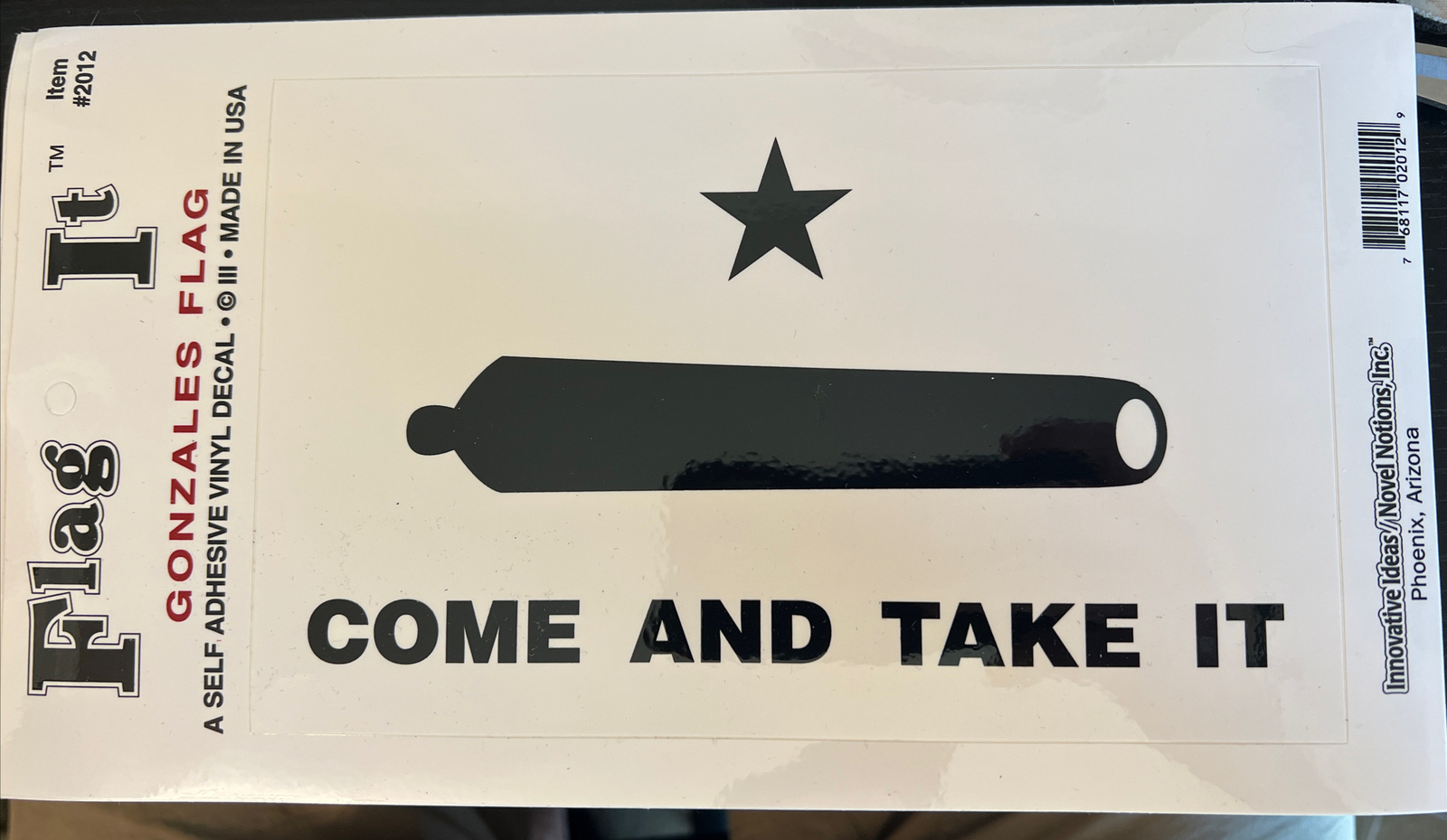COME AND TAKE IT Flag It Gonzales ￼Decal STICKER bumper 5”x8” Large