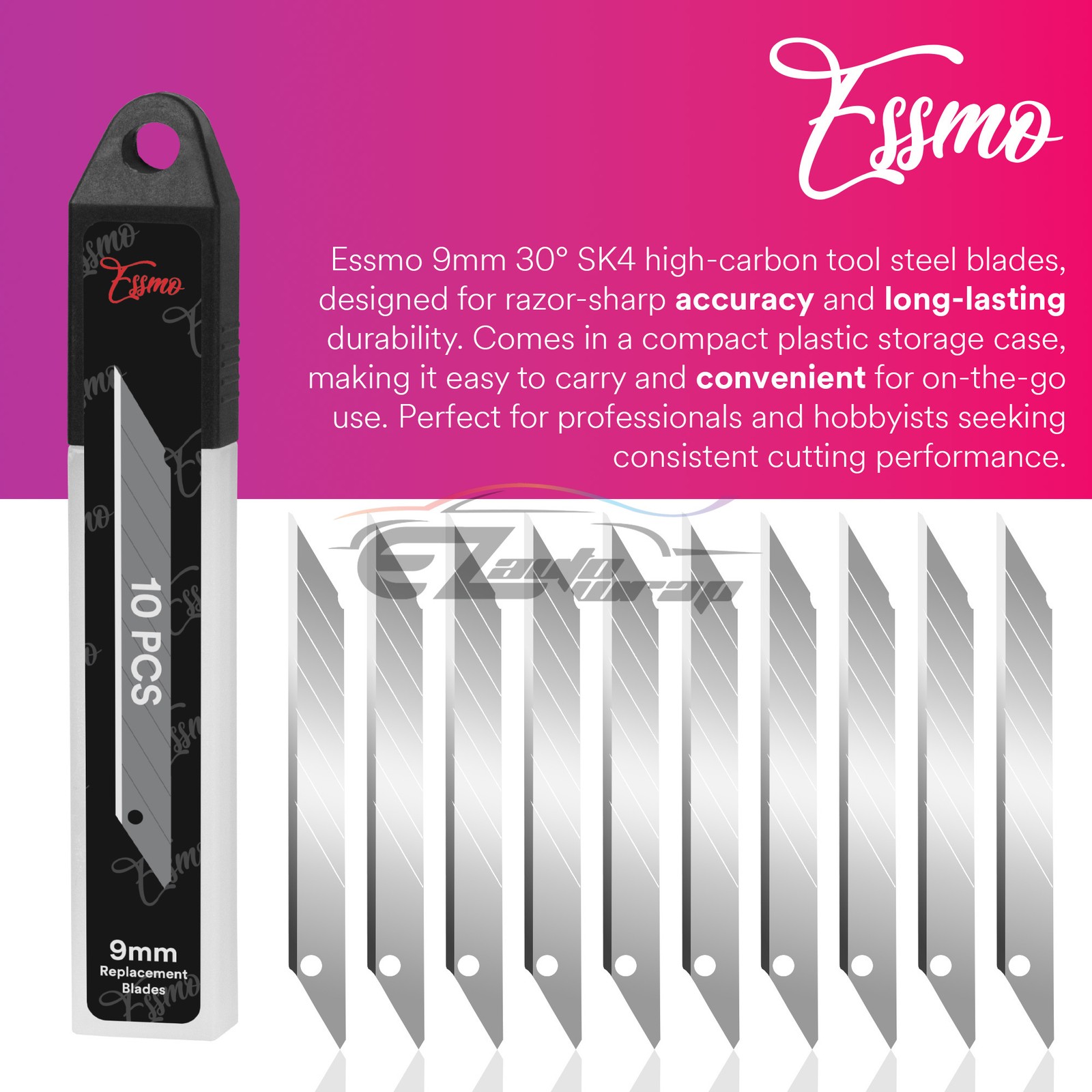 ESSMO 10pcs 30° Utility Knifes Blades Stainless Steel Vinyl Wrap Graphics Tools