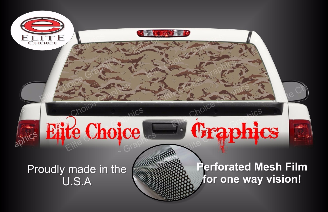 Desert Camo Rear Window Graphic Decal Sticker Truck Van Car SUV