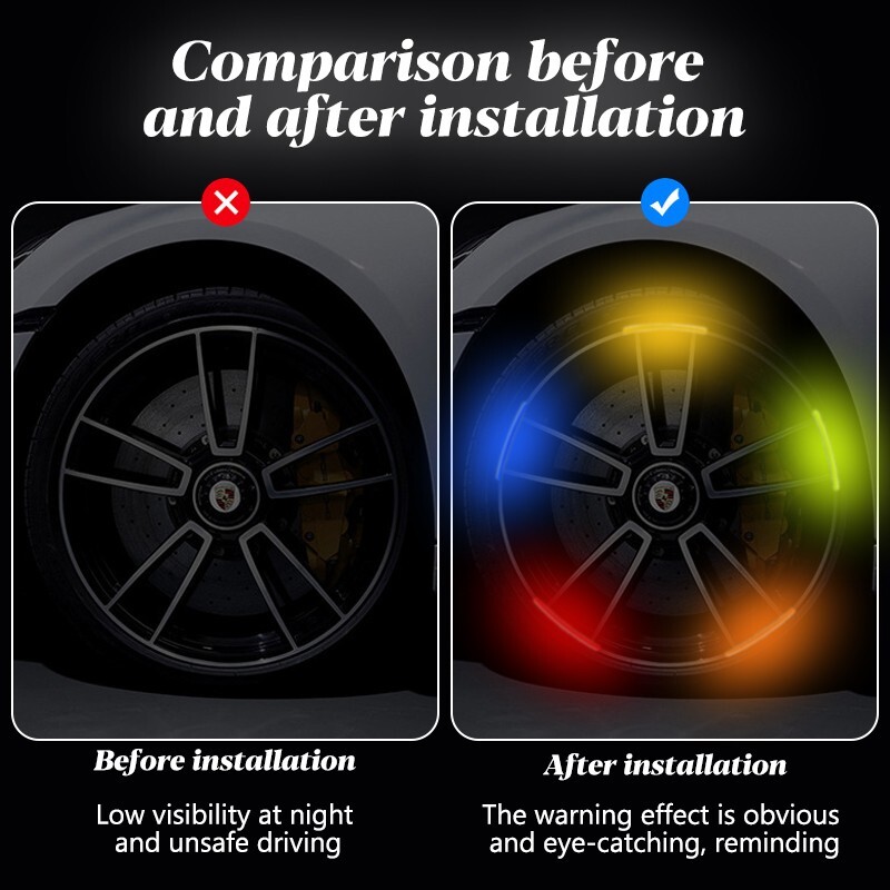 20PCS car wheel reflective decorative strips, night safety warning stickers