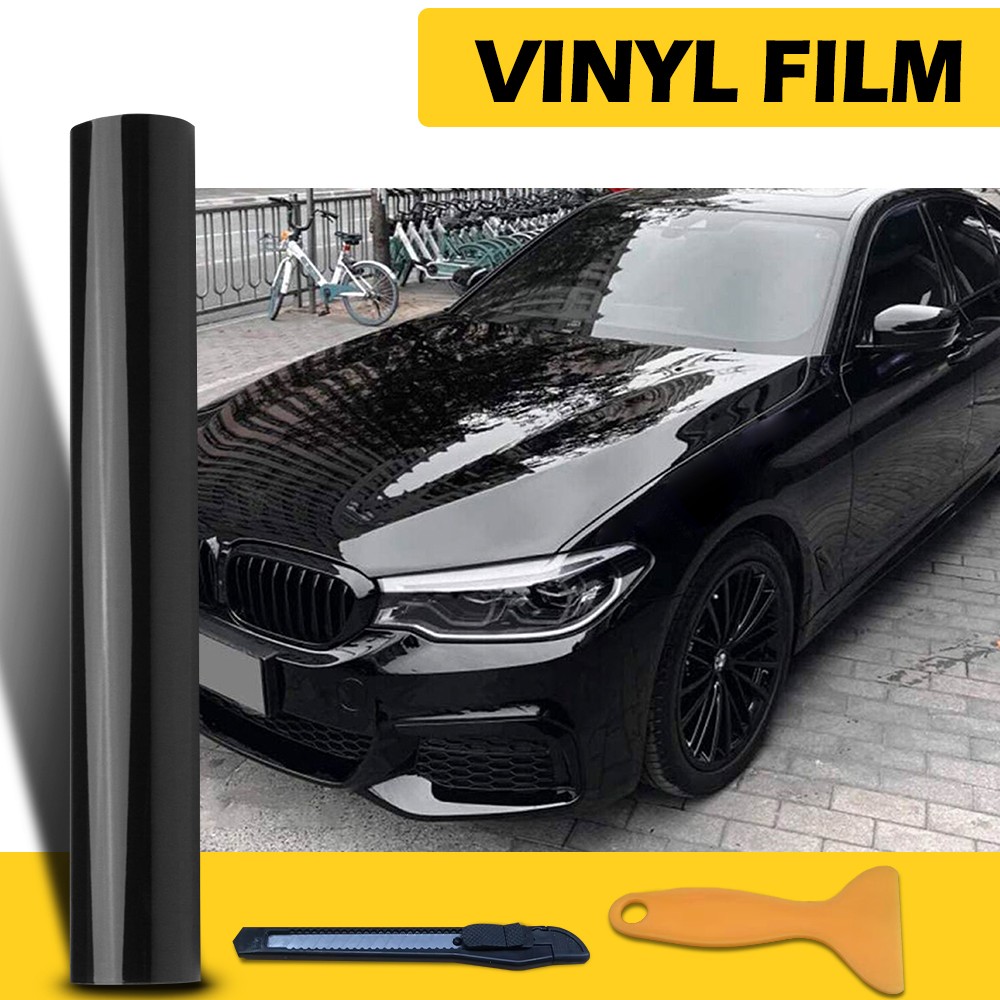 Gloss Black Vinyl Automotive Wrap Film Roll Wrap Car Stickers 59IN x 11.8IN EOA