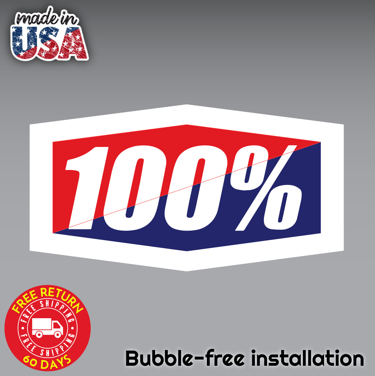 100% Motocross 3M Vinyl Decal Sticker Dirt Bike MX Supercross ATV Bubble-free