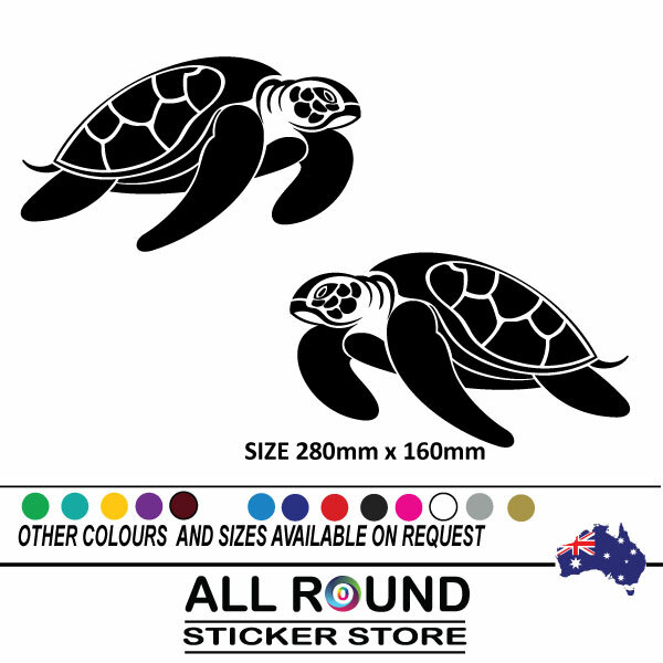 2 x TURTLE Decal for Vehicle Boat RV Campervan Caravan Motorhome