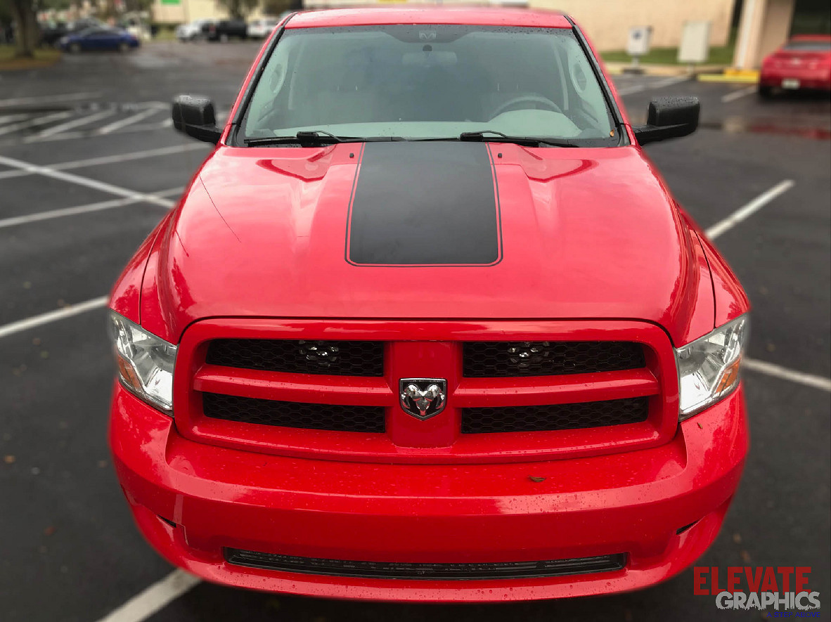 2009-2018 For Dodge Ram 1500 Decals Center Hood Stripes Vinyl Graphics Stickers