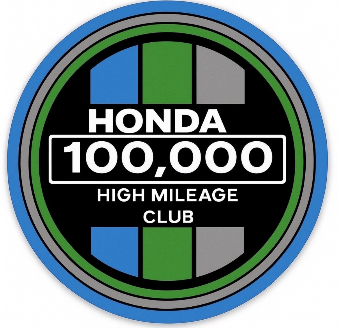 Retro HONDA High Mileage Club Vinyl Decal Sticker Civic, Accord, CRV 2”