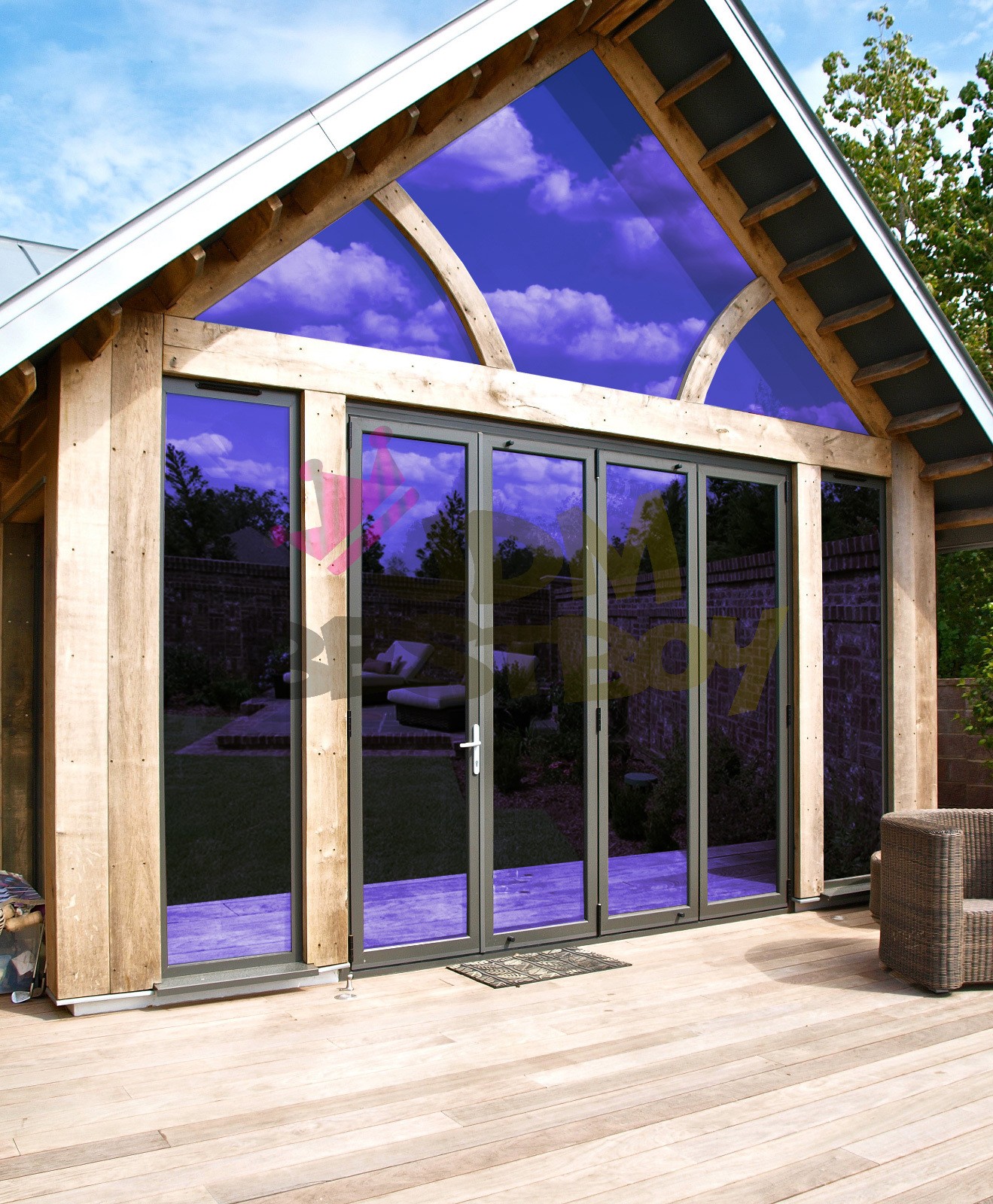Purple Chrome Window Tint One Way Mirror Film UV Heat Reflective Home Office DIY