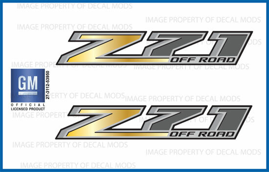 PAIR: 2014 – 2017 Chevy Silverado Z71 Off Road Decals Stickers Gold FGOLD Bed