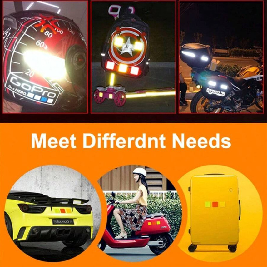 10pcs Reflective Safety Stickers – Waterproof Tape for Bike, Car, Motorcycle-NEW
