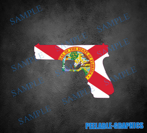 (2) Florida Gun State Vinyl Decal Sticker Window Bumper Toolbox Helmet Tablet