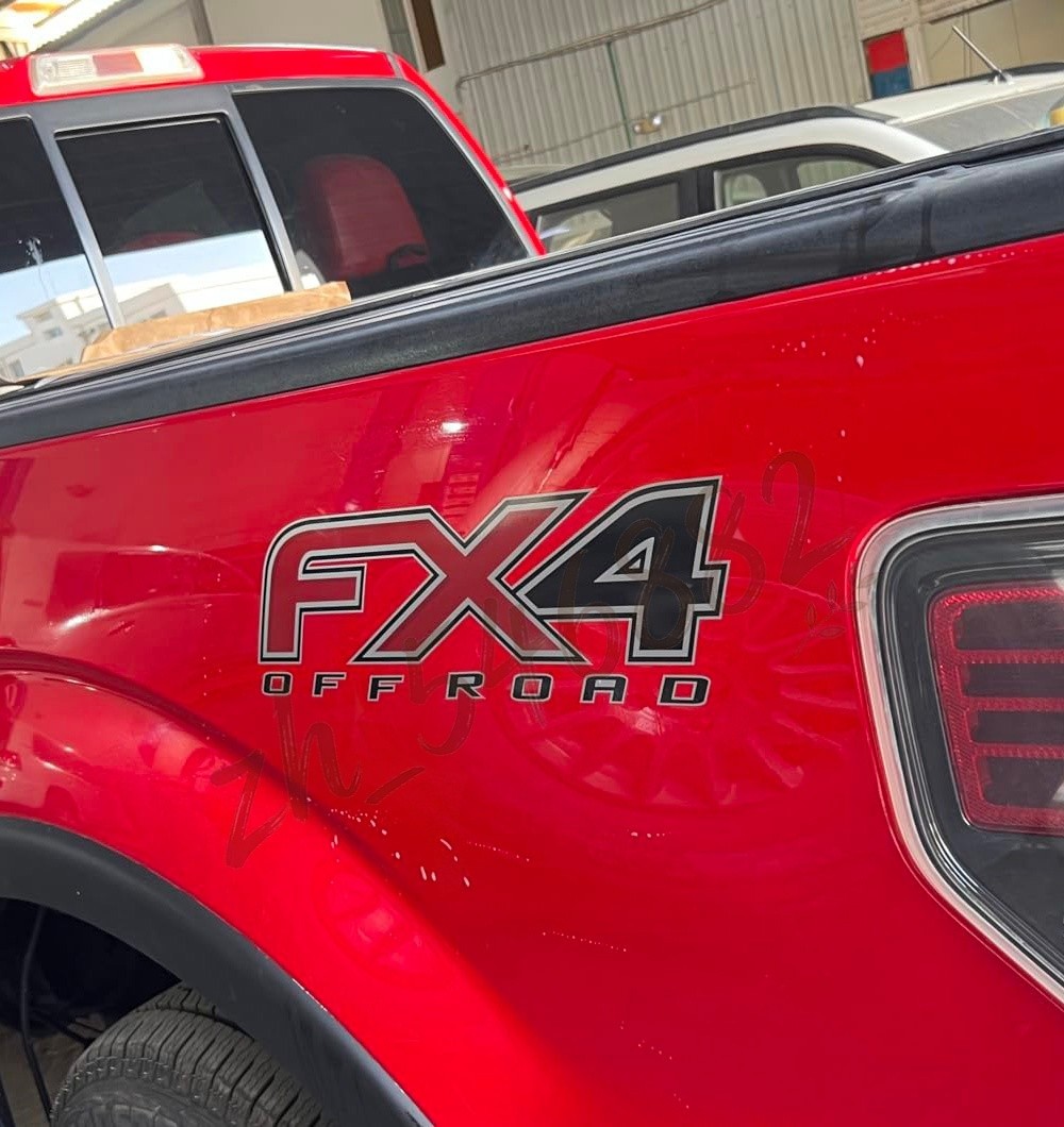 Set Of 2 For F150 FX4 Off Road Decals Stickers 4×4 Bed Side FH4B0 Black Red