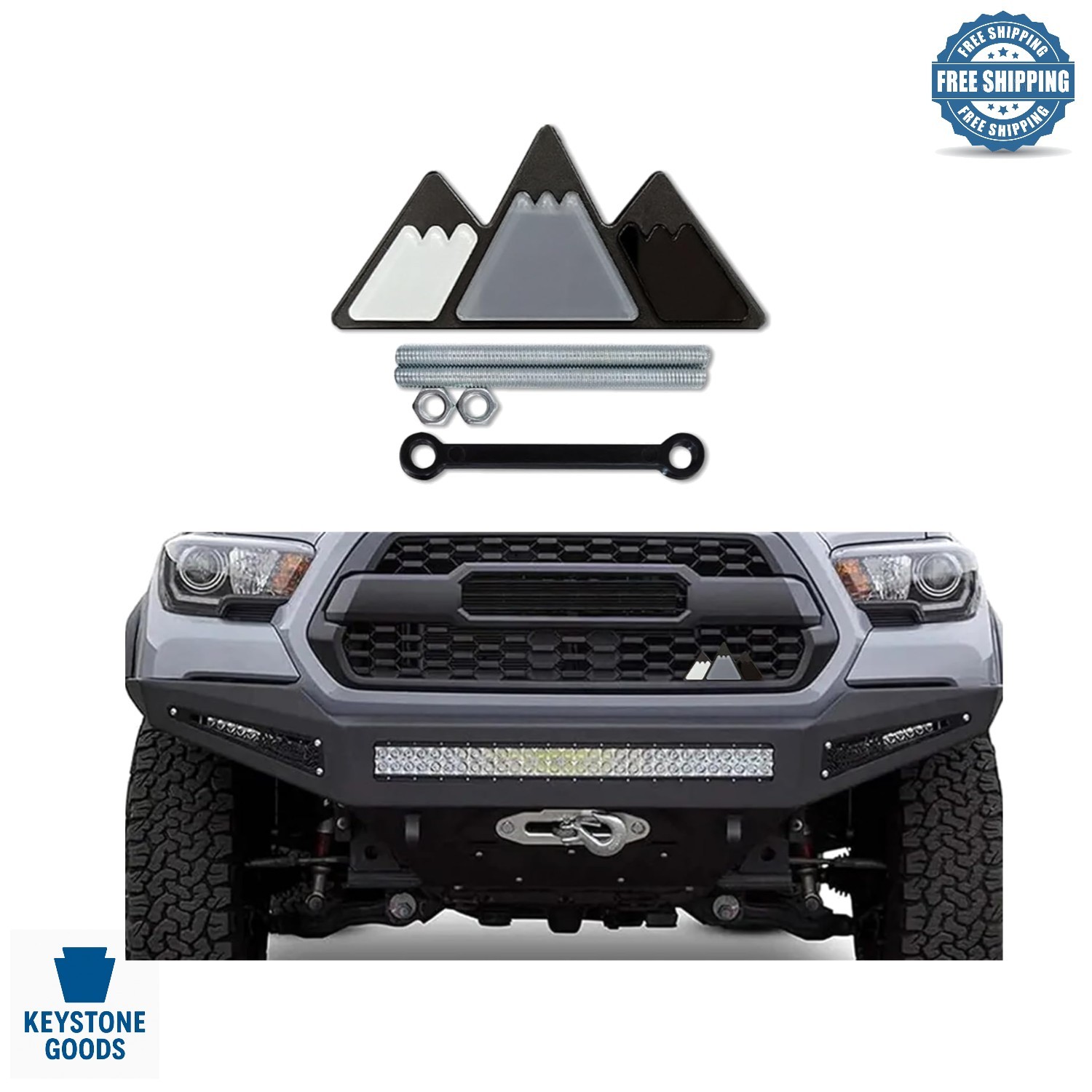 Universal Car Tri-Color Snow Mountain Grille Badge