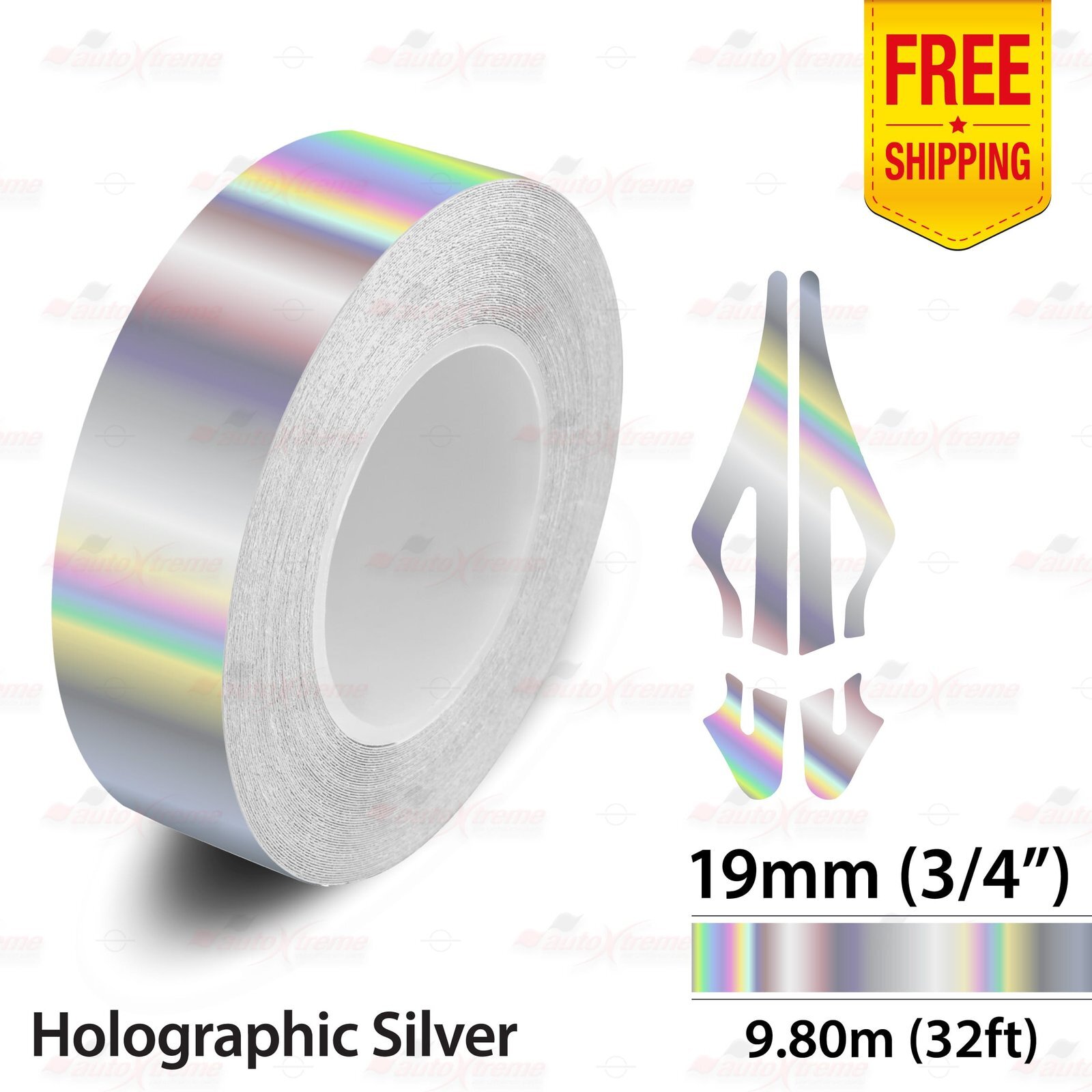 3/4″ 19mm PinStriping Stripe Tape Styling Decal Vinyl Sticker HOLOGRAPHIC SILVER