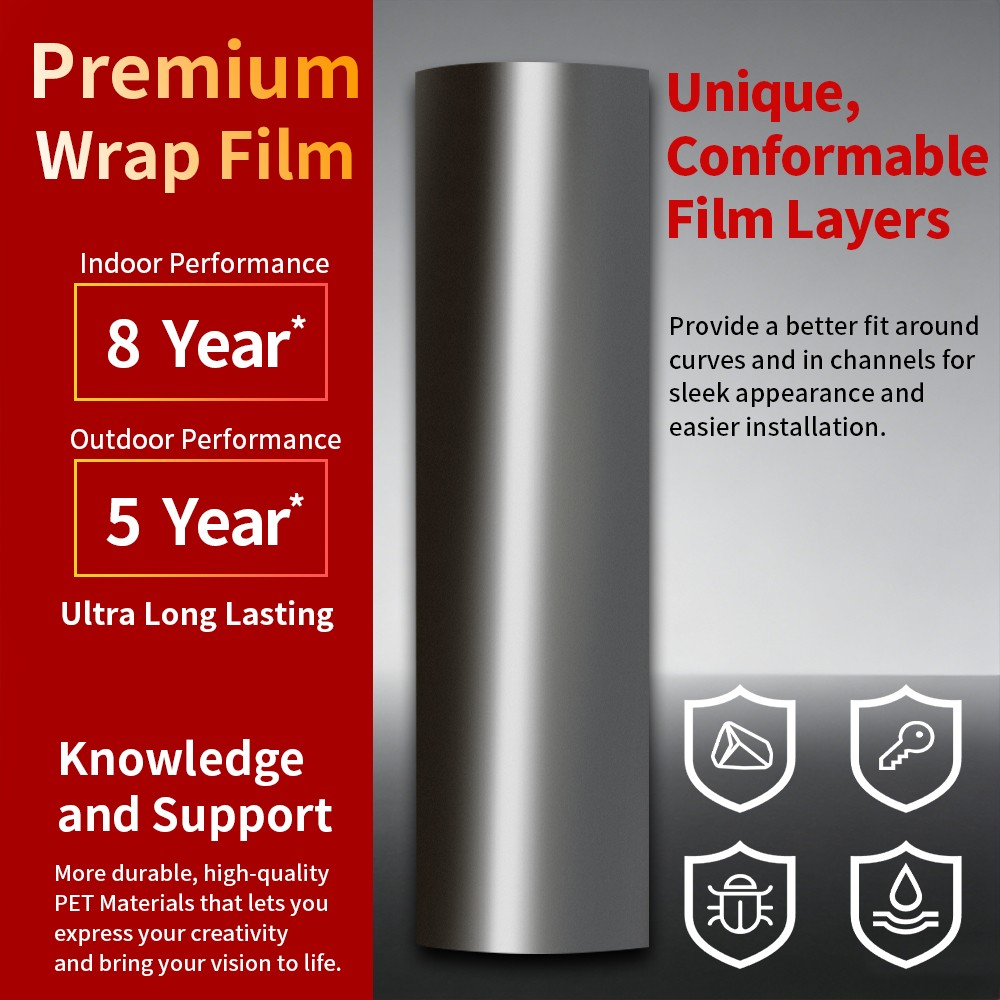 Car Auto Sticker Film Genuine Metal Silver Vinyl Wrap Decal Bubble Free Sheet