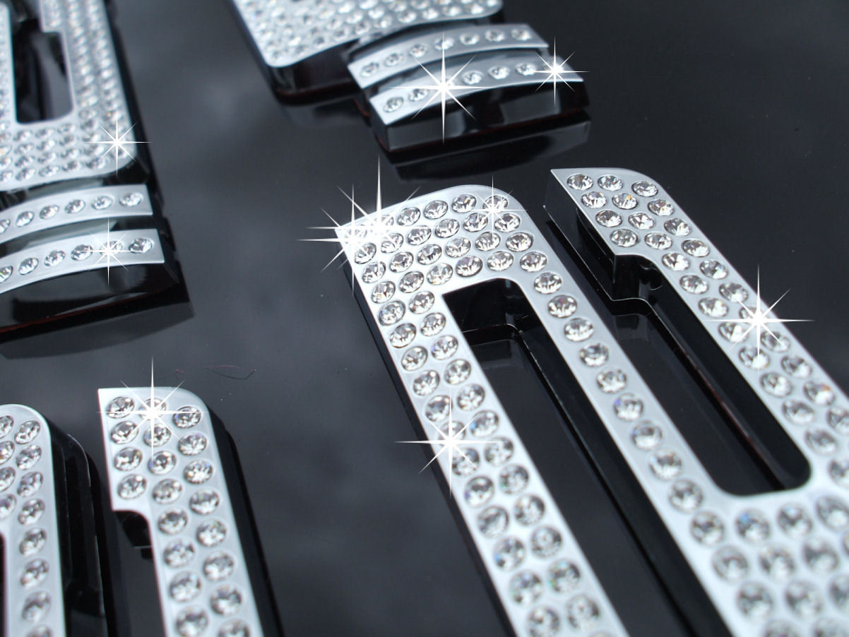 18 20 22 24 Inch Inches Bling Diamond Crystal Chrome Tire Wheel Size Emblem