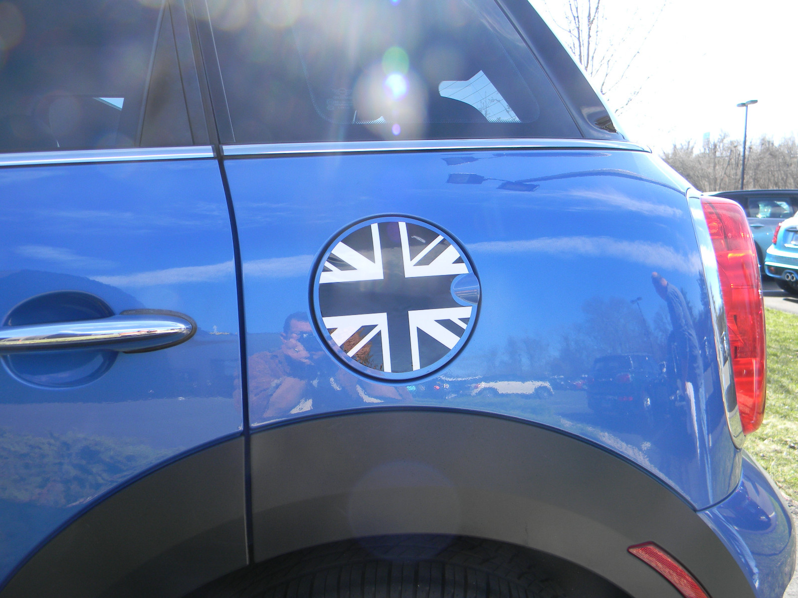 FITS MINI COOPER BLACK AND WHITE BRITISH FLAG FUEL TANK DOOR COVER GRAPHIC DECAL