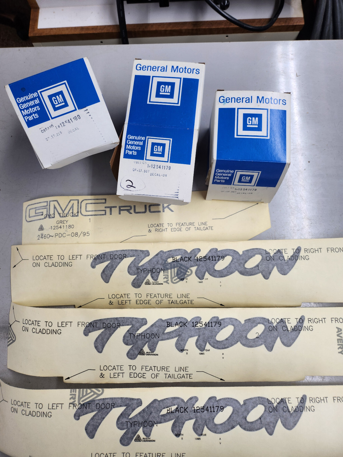 NOS 1992-1993 GMC Tpyhoon complete set of Decals For 2 Doors & Tailgate Gray