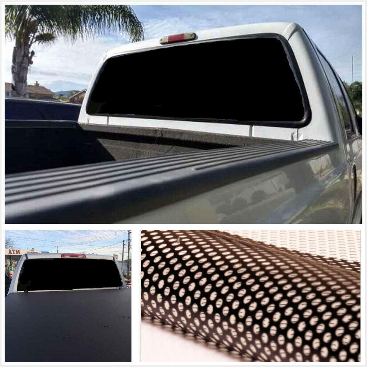 Waterproof BLACK Rear Window Perforated Decal Tint Graphic Sticker for Truck Van