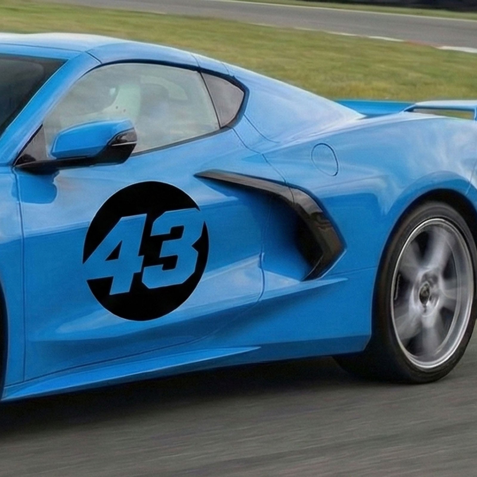Custom Round Hollow Racing Number Glossy Black Vinyl Sticker Decals x2 10in 16in