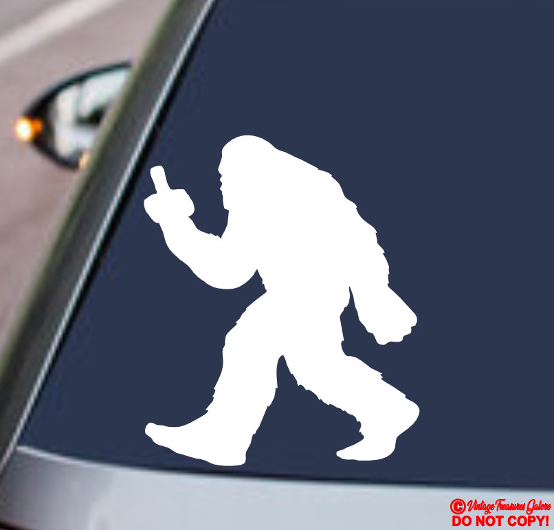 BIGFOOT FLIP OFF VINYL DECAL STICKER CAR WINDOW BUMPER SASQUATCH MIDDLE FINGER