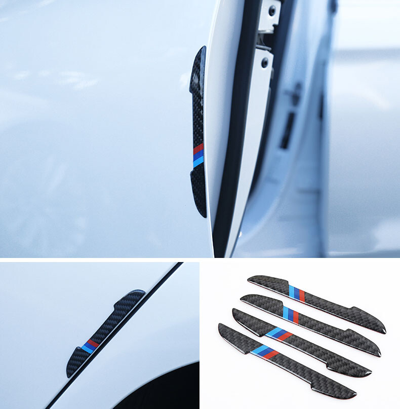 4x Car Door Anti-scratch Bumper Scuff Trim Stickers for BMW Carbon Fiber Look