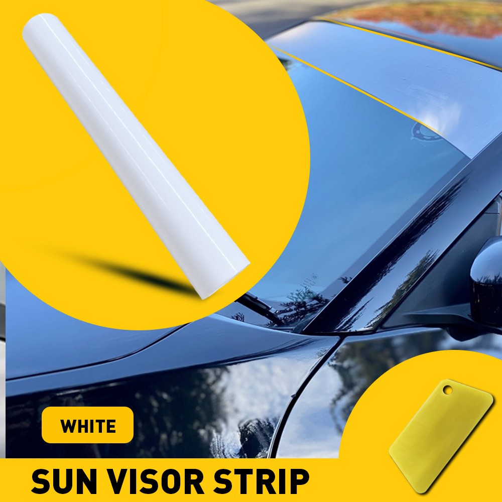 White Window Sun Visor Strip Film Tint Front Windshield UV Decal Shade 10*60″ US