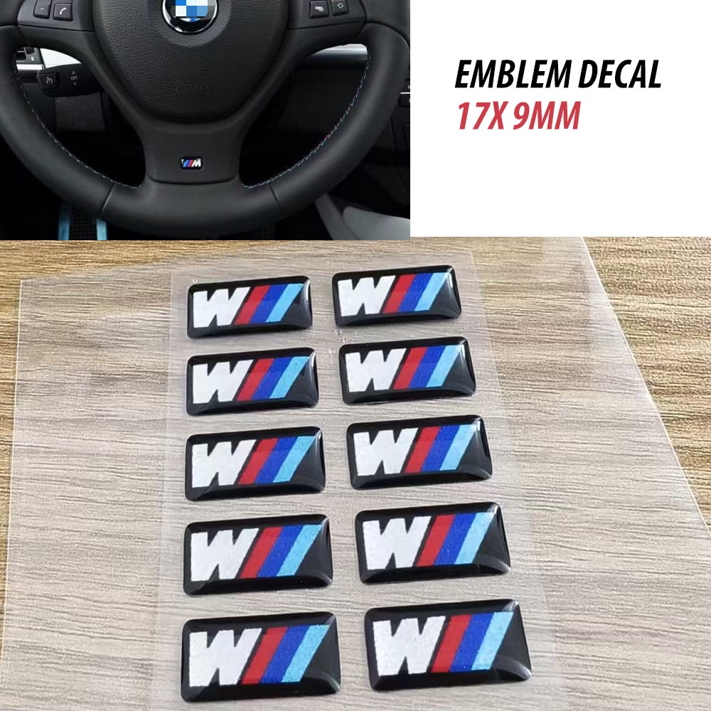 10PCS FOR BMW WHEEL M BADGE STICKER EMBLEM DECAL 17X 9MM