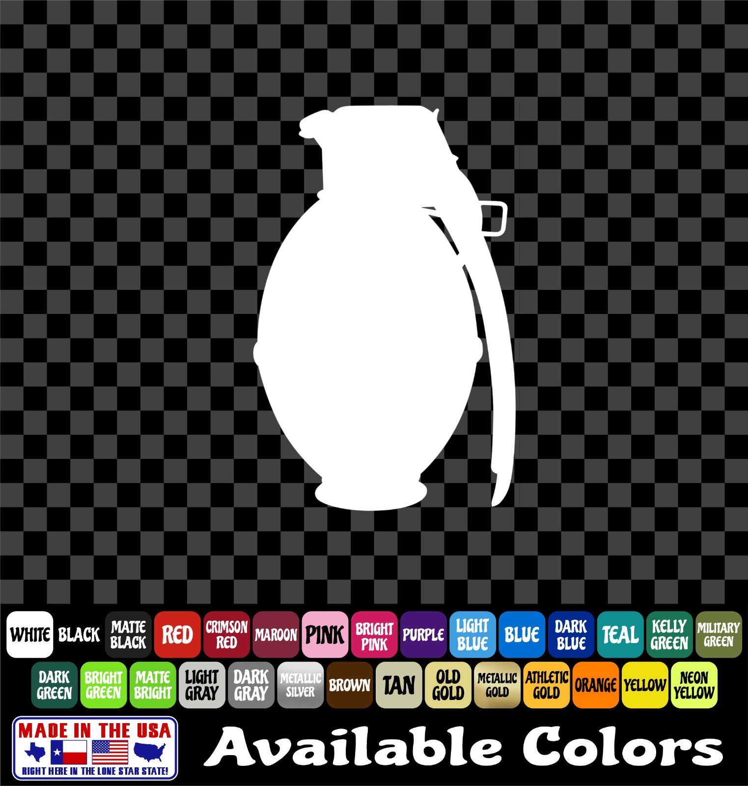 HAND GRENADE STICKER Tactical Cut Vinyl Decal Car Truck 4.5″x7″