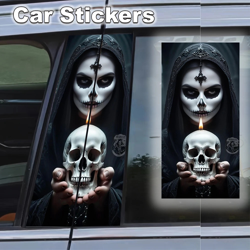 High-Quality Custom Fit Car Film Kit 2 Crow Skull Car Stickers Center Pillar