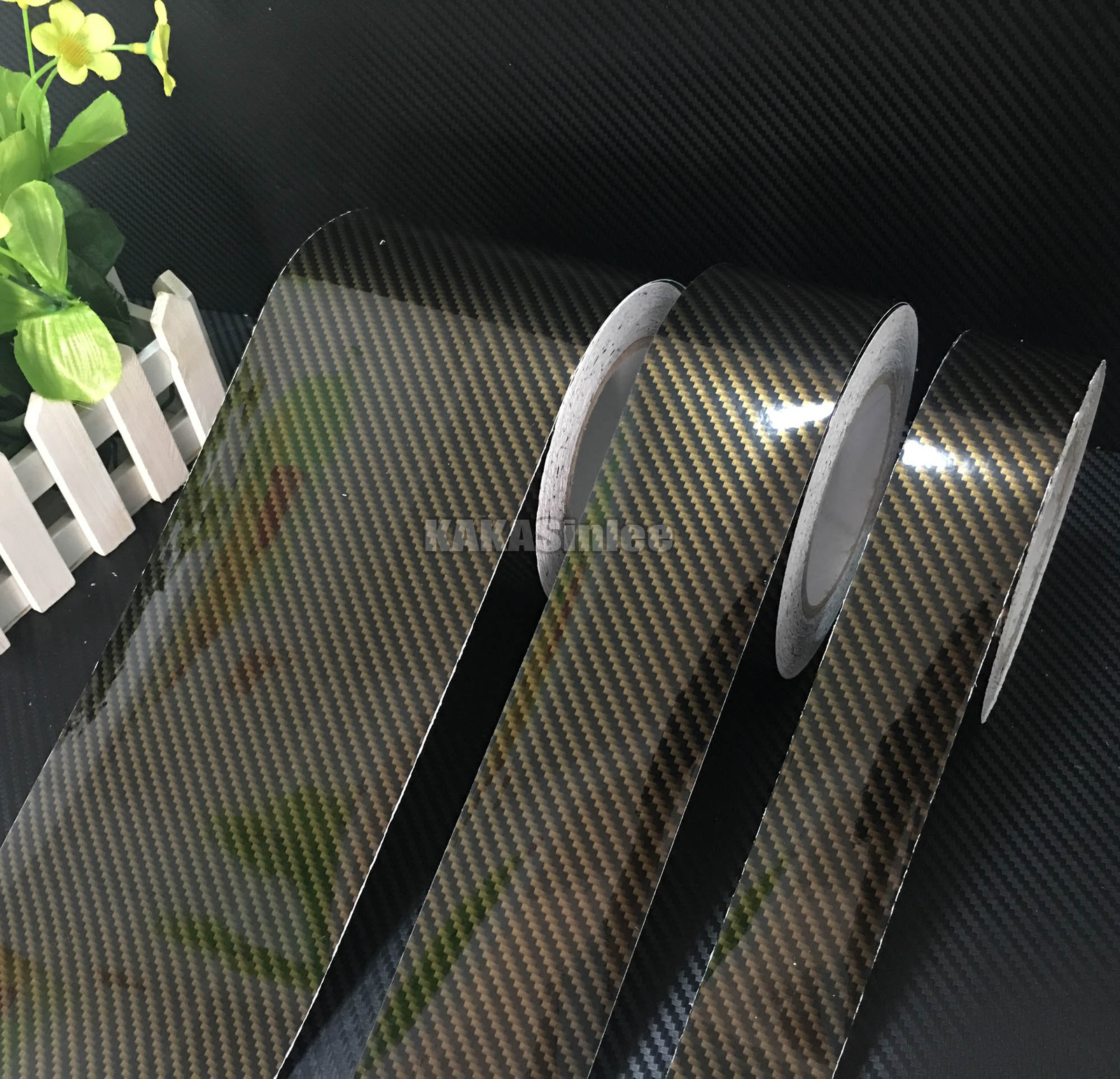 Brown 2D / Decal Car PVC Texture Carbon Fiber Vinyl Tape Wrap Sticker Film Trim