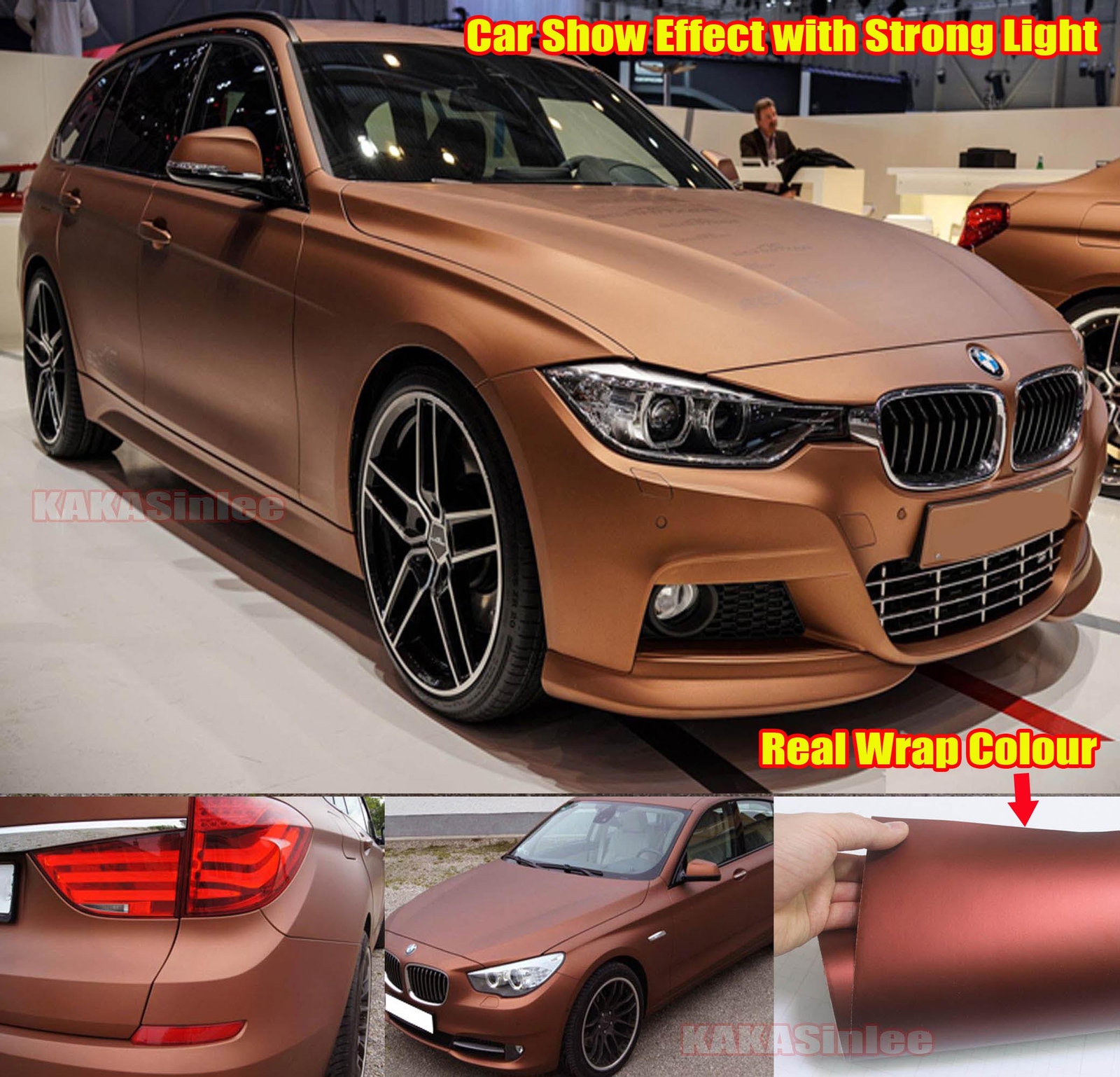 Brown Air Release – Satin Matte Chrome Whole Car Vinyl Wrap Strips Sticker HDUS