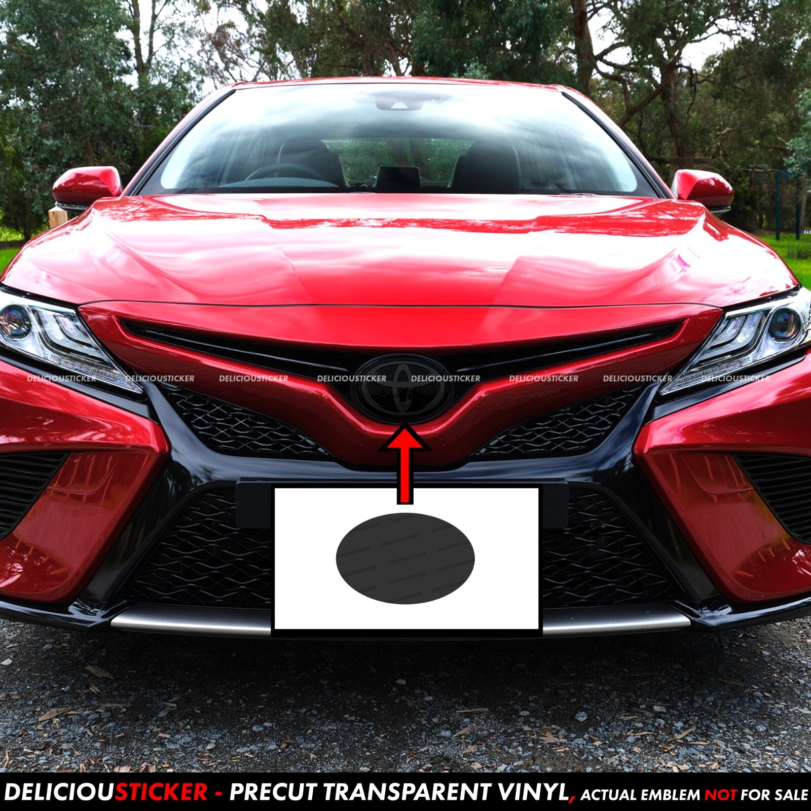 For Camry 2018-2024 Dark Smoke PreCut Tint Overlay Front Emblem Decal ppf Vinyl