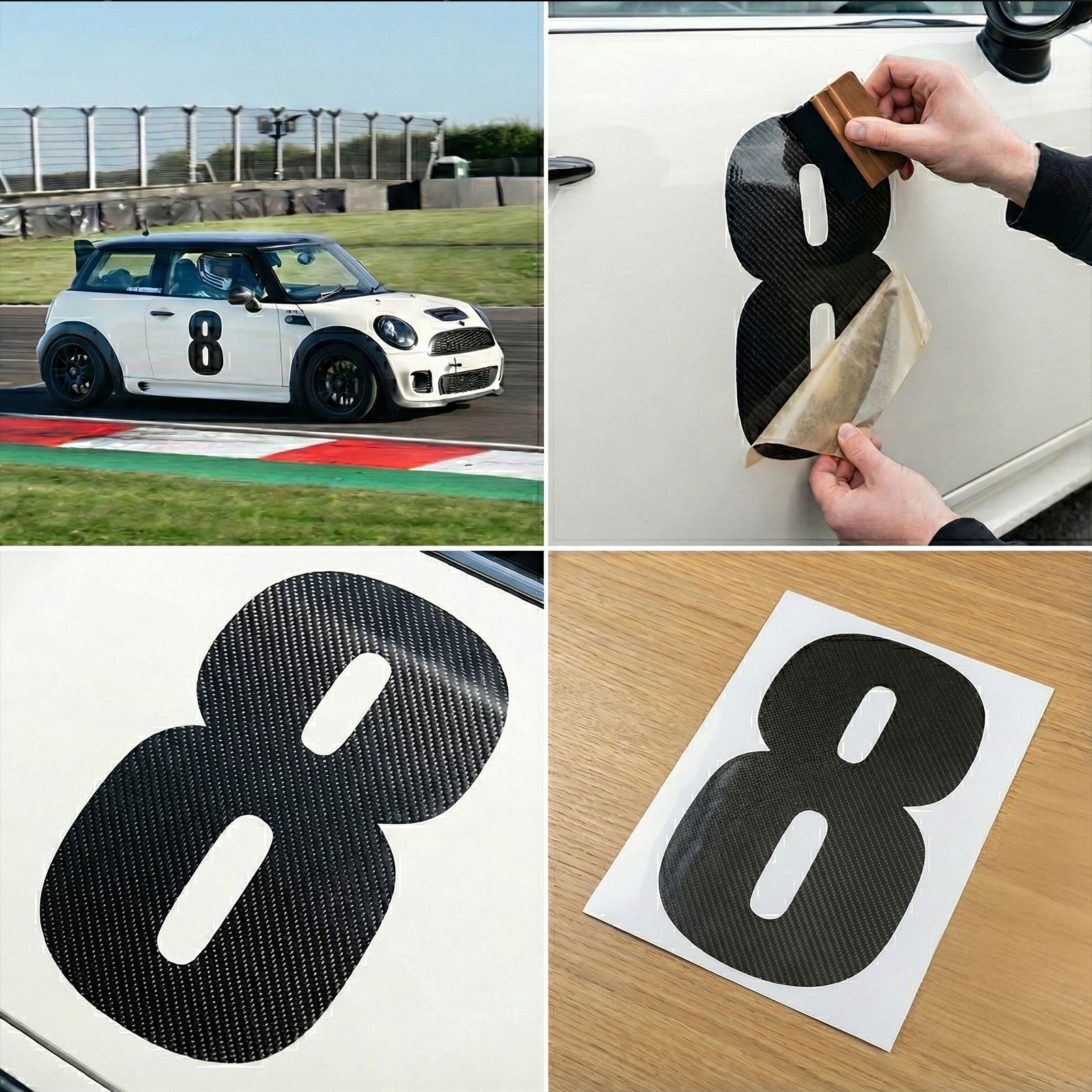 Carbon Fiber Finish Racing Number Sticker Vinyl Decal – Custom Car Race Numbers