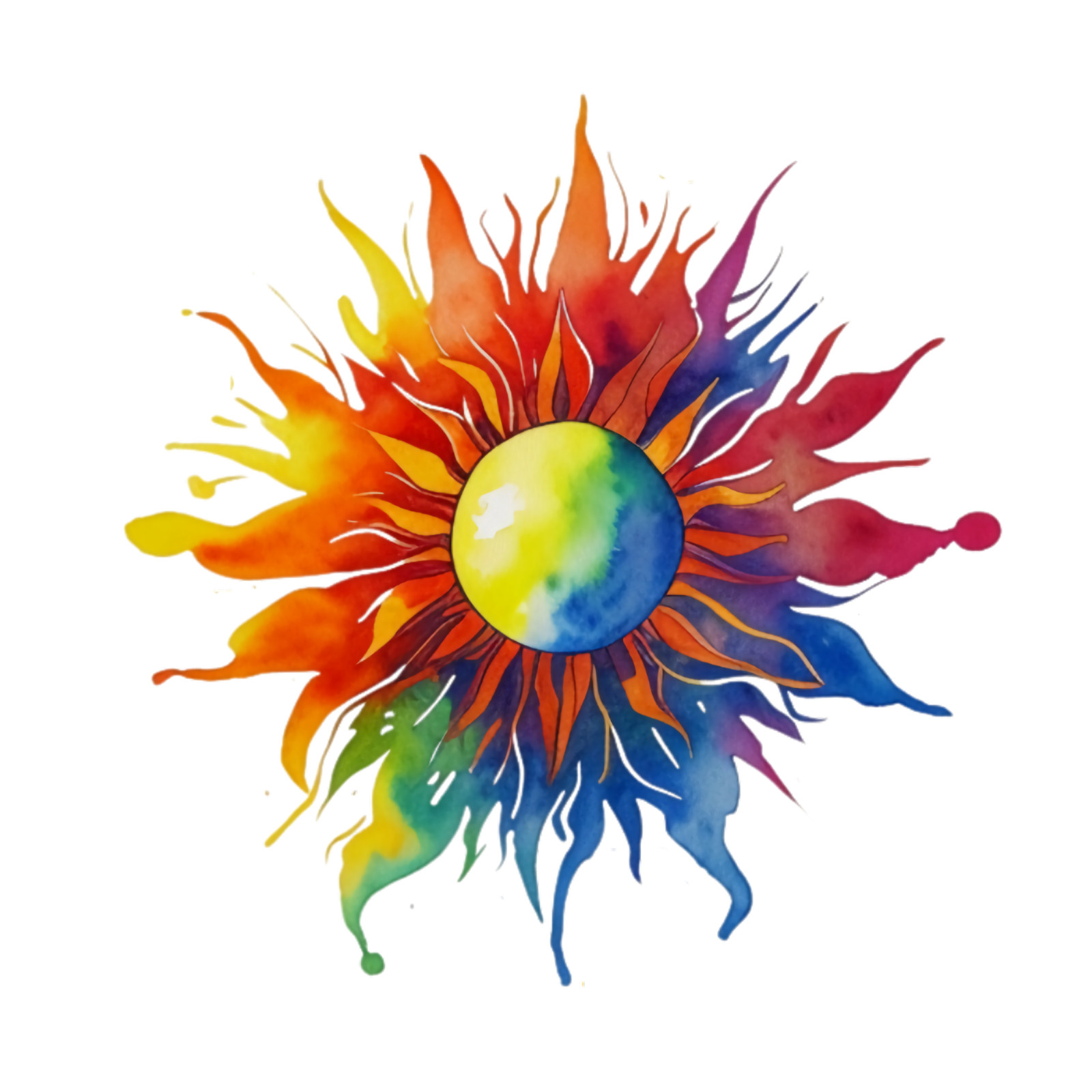 Sun Sticker 4″ Beautiful Colorful Rainbow Rays Summer Vibrant Positive Splatter