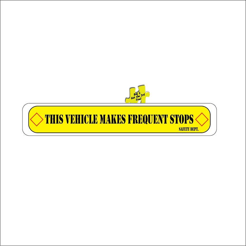 This Vehicle Makes Frequent Stops Safety Yellow DOT Decal Sticker 4.0″ x 28.0″