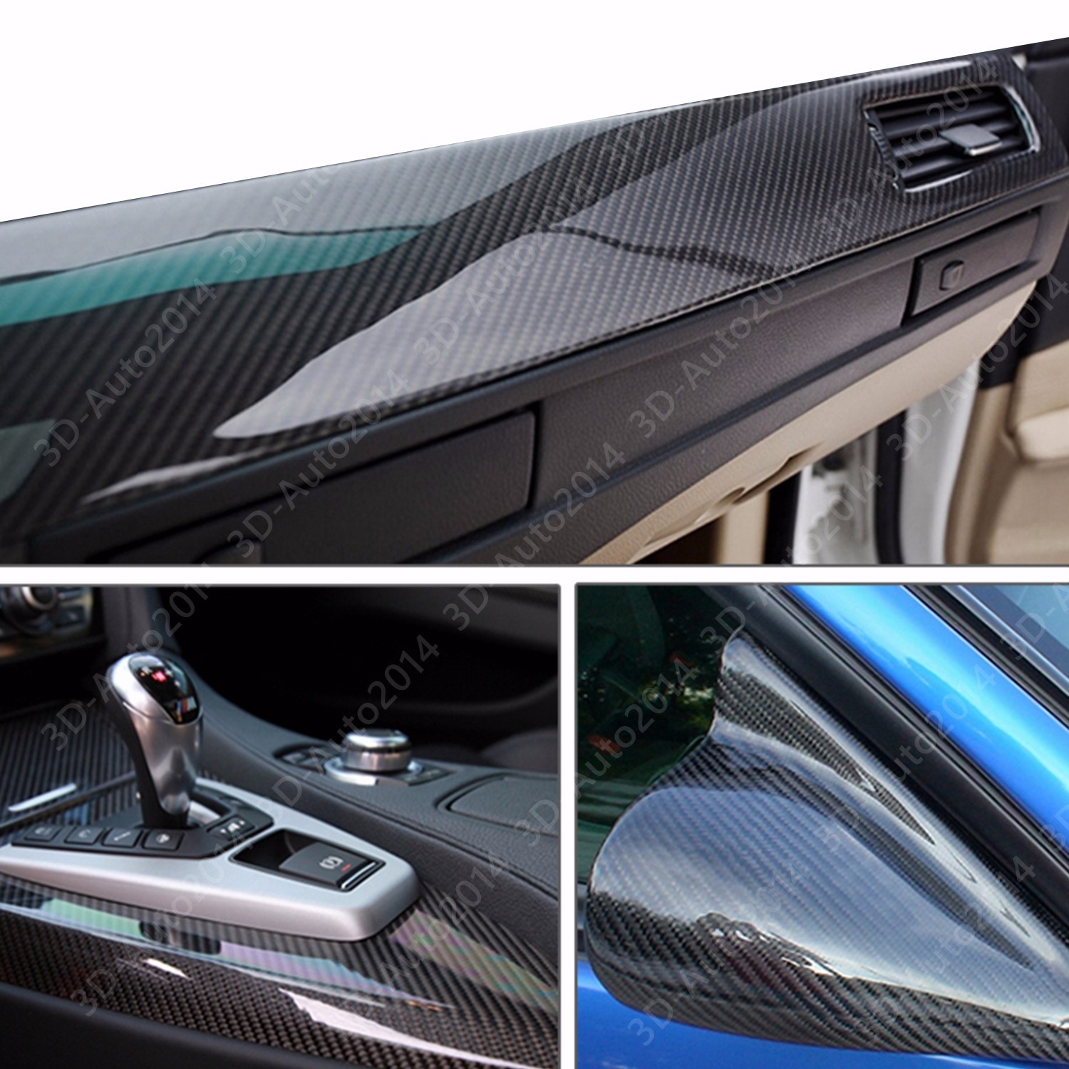 1ft X5ft Dark Gray 4D GLOS Carbon Fiber Air Release Pockets Bubble Free
