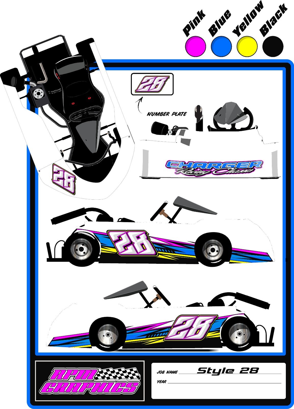 RACING GO KART WRAP WITH FRONT AND REAR NUMBERS, graphics, decals, wraps-Style28