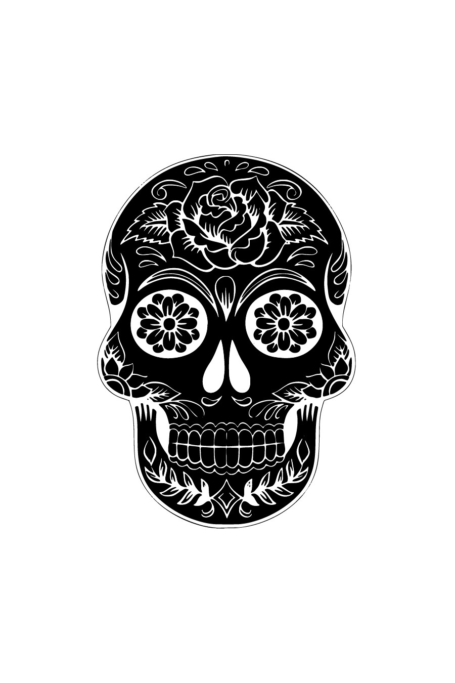 Black and White Sugar Skull Decal Design 001 – Vinyl Decal – Laptop Truck Car W
