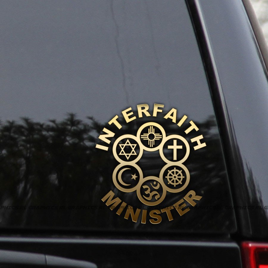 Interfaith Minister Vinyl Religious Symbols Decal Sticker