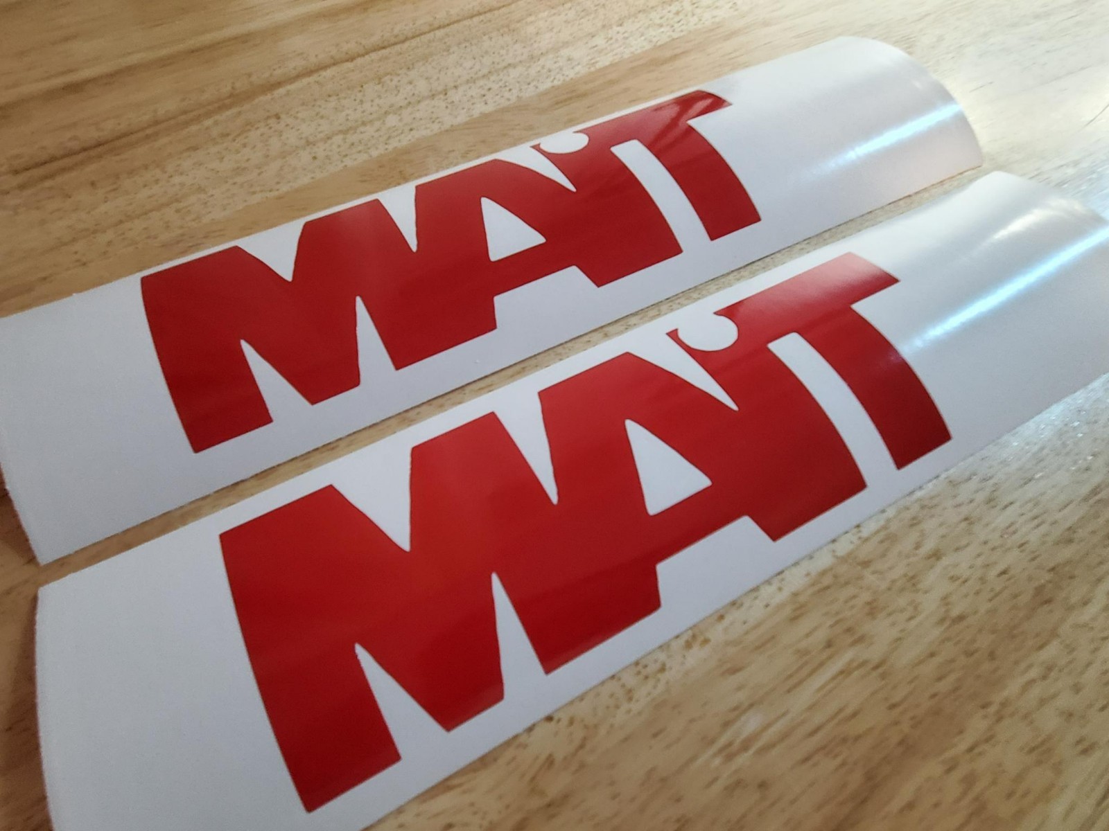 mait drill DECALS STICKERS GLOSS red 8×2.7″ (2) FAST USA