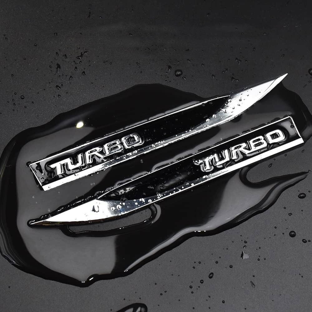 Black 3D TURBO Logo Emblem Car Side Fender Badge Metal Sticker Decal Accessories