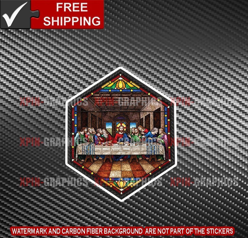 Jesus Faux Stained Glass Last Supper Vinyl Decal Sticker Lord Christ L