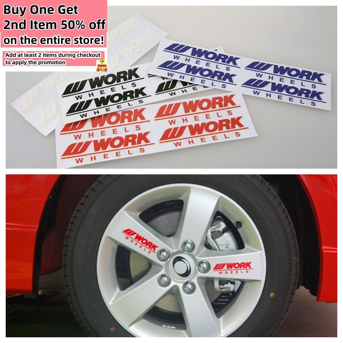 4 Pcs Work Wheels Car Wheel Rim Universal Reflective Auto Truck Decals Stickers