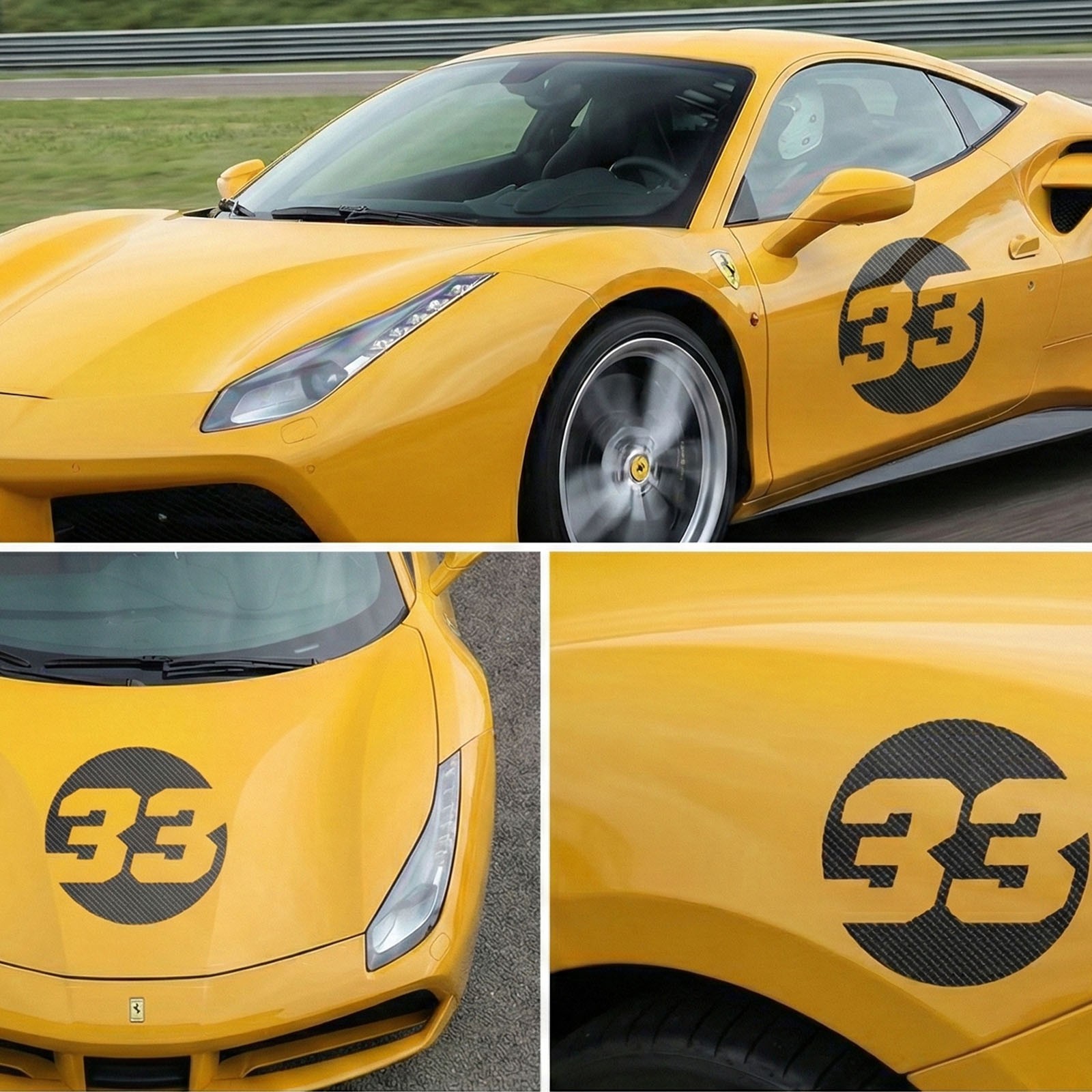 Custom Round Hollow Racing Number Carbon Fiber Vinyl Sticker Decals x2 10in 16in