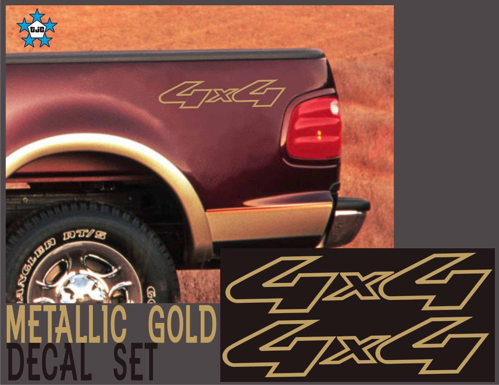 4×4 Truck Bed Decals, Gold (Set) for Ford F-150, Super Duty, and Ranger