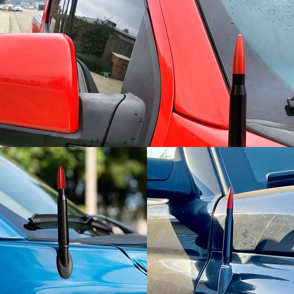 1/2set Bullet Style Cal 0.5 Red Mast Antenna Power for CHEVY SILVERADO Ford F150