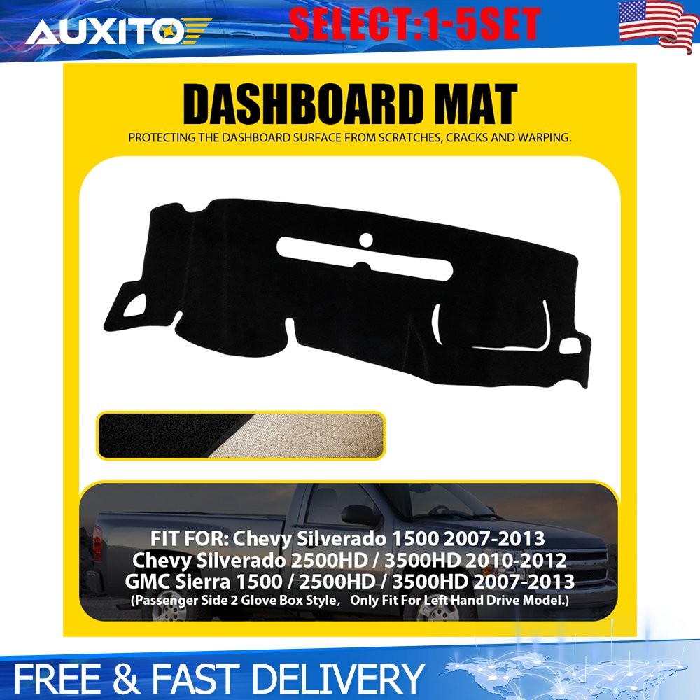 Dash Board Cover Mat Fit 07-13 GMC Sierra 1500 2500 3500HD Dashboard Black 1-5X