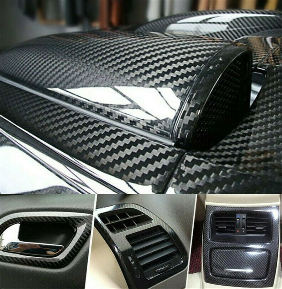 5D Carbon Fiber Black High Gloss Glossy Auto Vinyl Wrap Sticker Decal Sheet Film