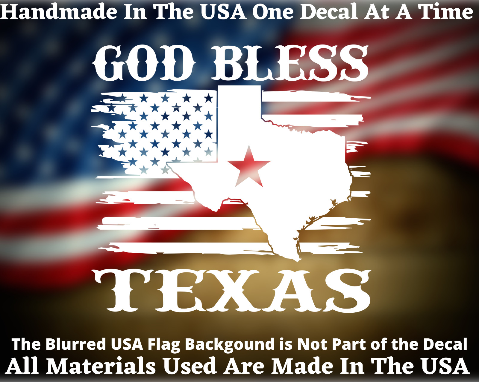 God Bless Texas Texas Flag Vinyl Decal USA Seller