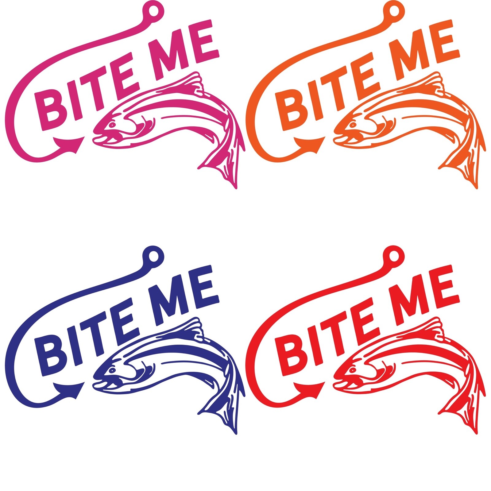Vinyl Decal Car Signs Sticker – You Pick Size & Color – Fishing Hook Bite Me